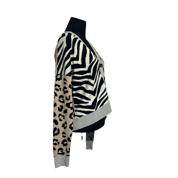 Payton Primrose animal print patchwork long sleeves cardigan size Small - Picture 8 of 12